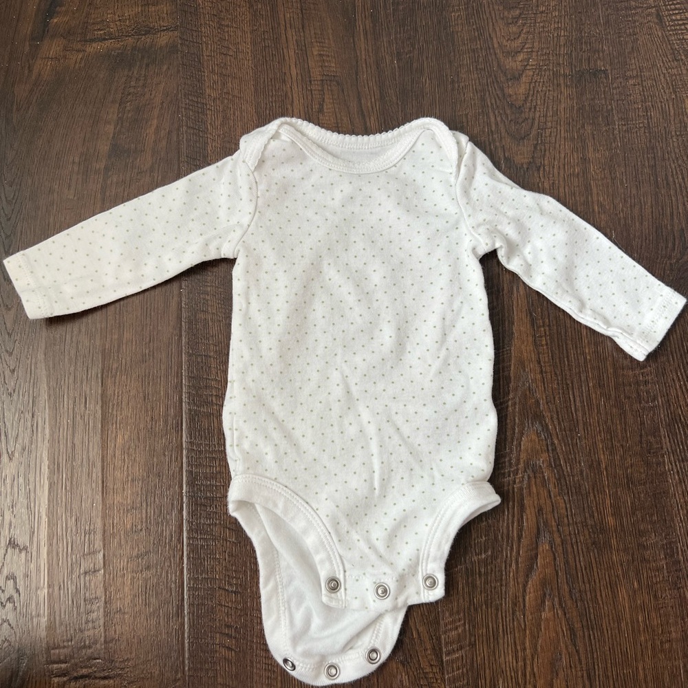 Carters 3 piece polkadot shirt, flower blouse, and green matching pants